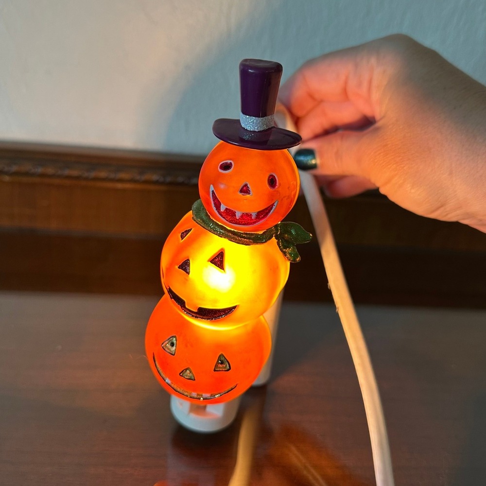 Seasons of Cannon Falls Halloween Stacked Pumpkin Jack-O-Lantern Night Light